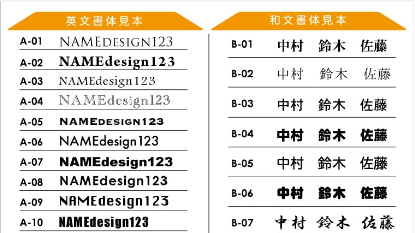 STEP2 名前の書体を選ぶ